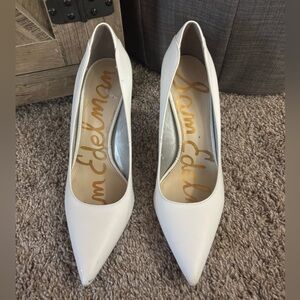 Sam Edelman Dea White Leather Pointed Toe Heels Size 7.5